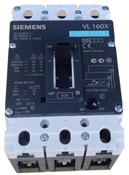 INTERRUPTOR SIEMENS SENTRON 3VL 63-80 AMP 25kA/480V - 8kA/600V