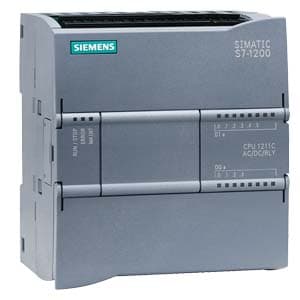 SIMATIC S7-1200, CPU 1211C, COMPACT CPU, AC/DC/RELAY, ONBOARD I/O: 6 DI 24V DC; 4 DO RELAY 2A; 2 AI