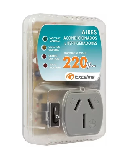 PROTECTOR 220V ENCHUFABLE P/AIRES ACONDICIONADOS Y REFRIGERADORES ALTO Y BAJO VOLTAJE HASTA 27000BTU