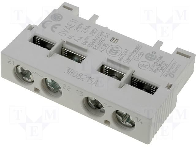 BLOQUE DE CONTACTOS AUXILIARES INSTANTÁNEOS FRONTAL 1NA+1NC PARA GUARDAMOORES GV2 Y GV3