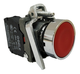 PULSADOR RASANTE METALICO 22MM ROJO 1NC