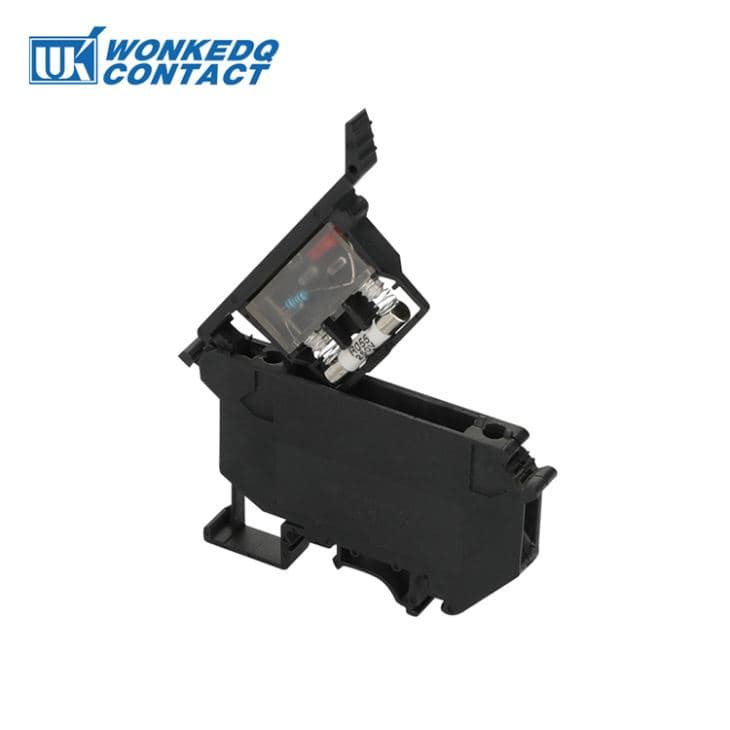 BORNA PORTA-FUSIBLE TIPO PALANCA Y LED INDICADORV220VDC PARA FUSIBLE 1A (5X20--6X32) 800V/6.3A P/CAB