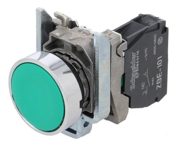 PULSADOR RASANTE 22MM VERDE 1NA