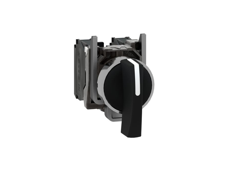 SELECTOR 3 POSICIONES 22MM 2 NA MANETA LARGA NEGRA CON RETORNO AL CENTRO