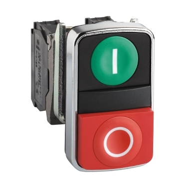 PULSADOR DOBLE NO LUMINOSO VERDE:I ROJO:0 1NA-1NC
