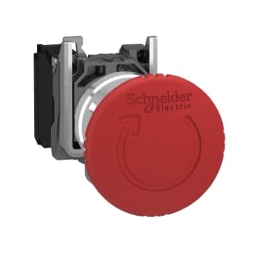 PULSADOR EMERGENCIA TIPO HONGO DESENC. POR GIRO, ROJO, 22MM, CUERPO METAL. IP65